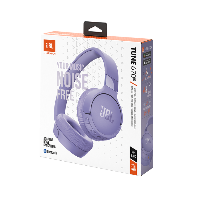 JBL Tune 670NC - Purple - Adaptive Noise Cancelling Wireless On-Ear Headphones - Detailshot 10 image number null